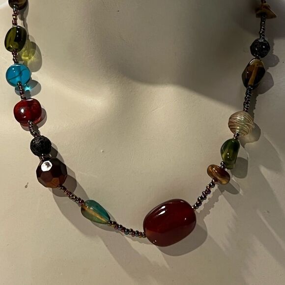 Lia Sophia Multicolored Asymmetrical Bead Necklace - Picture 6 of 11